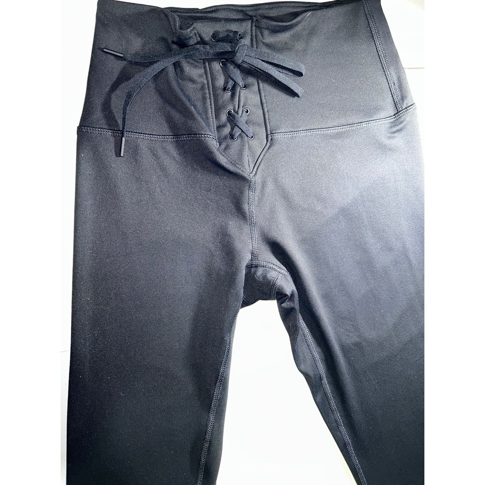 PINK Victoria's Secret Black Lace Up Front High‎ Waisted Leggings Small